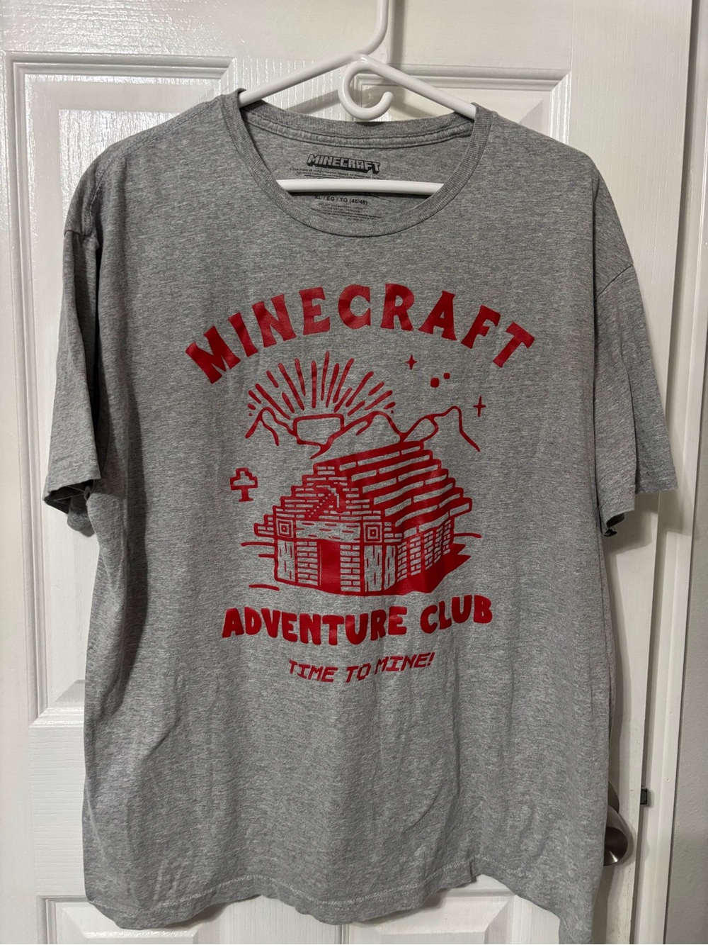 MAD Engine Gray Tee with Red Minecraft Adventure Club Graphic